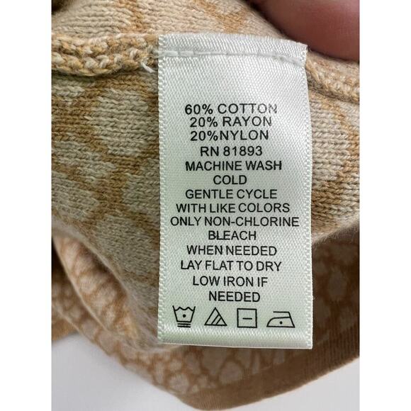 Isaac Mizrahi Live Sweater Womens Small Brown Beige Cream Cardigan Animal Print - Picture 2 of 8